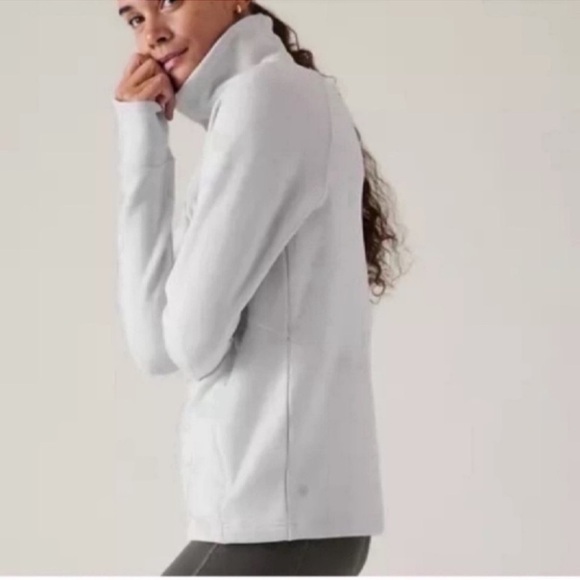 Athleta Polartec Altitude Funnel Neck Sweatshirt Winter Fleece Grey medium - Picture 3 of 12